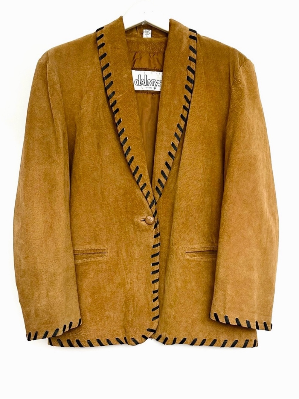 Dalmys Suede western rancher Blazer Jacket in Cognac with Contrast Stitc